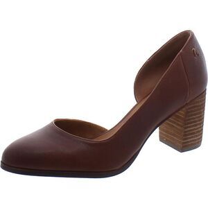 Zodiac Womens Gracie Brown Leather Block Slip On D'Orsay Heels Used